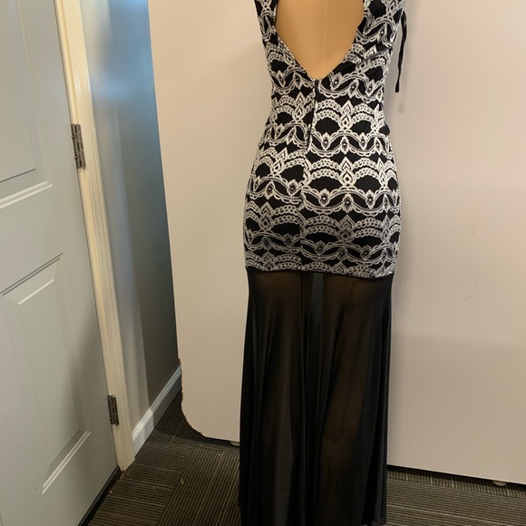 Women junior silver black high- low lace bodycon mermaid sleeveless dress size S - Picture 12 of 12